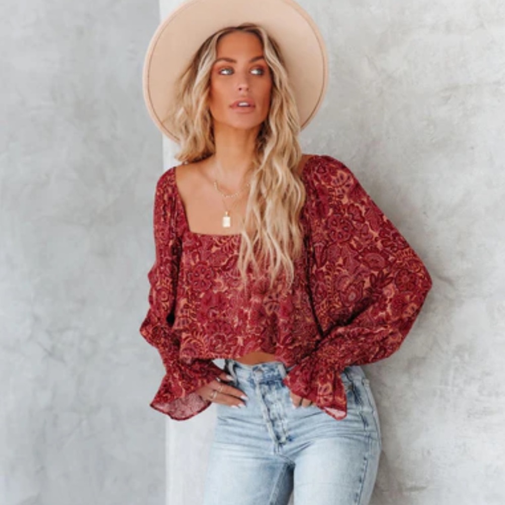 Lilliana Printed Crop Blouse - Small